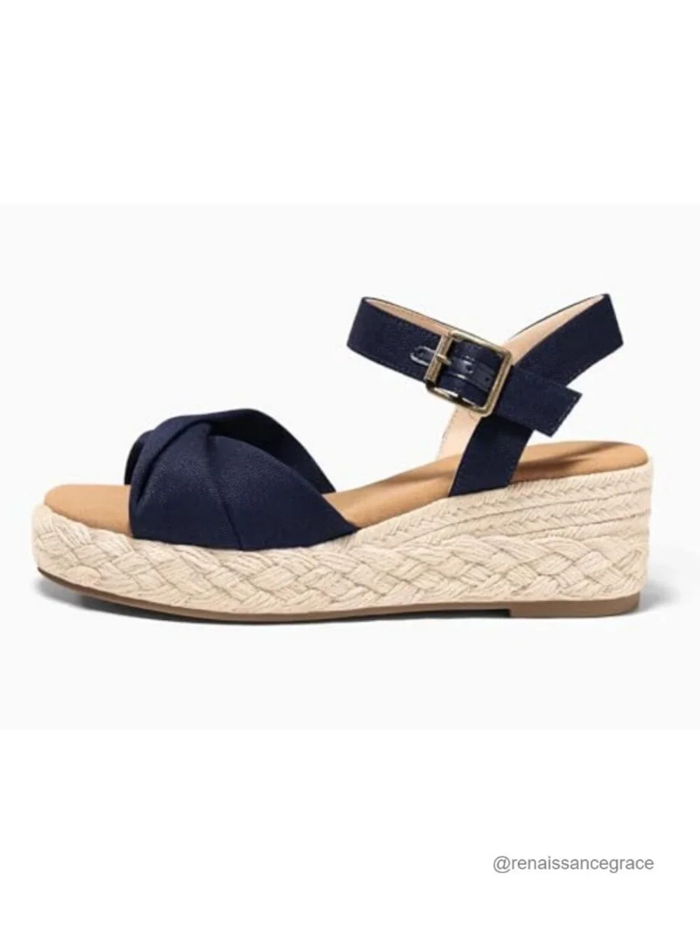 Canvas Espadrille Wedge Sandals Open Toe Ankle Strap Platform Summer Beach Shoes